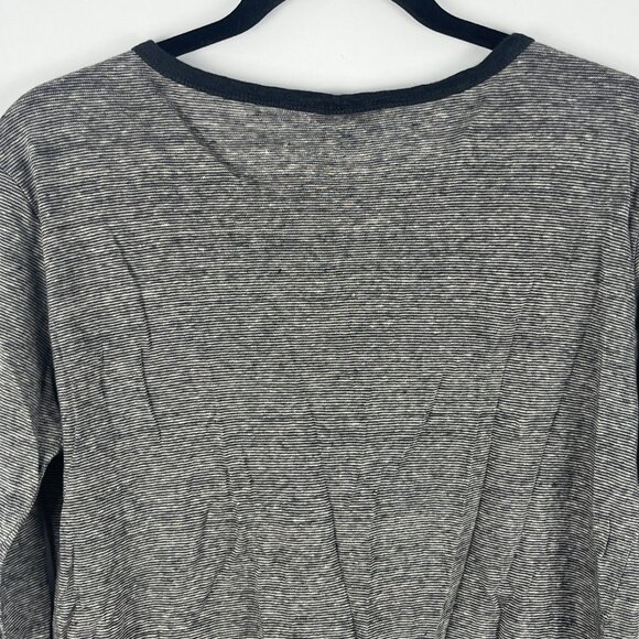 Massimo Dutti Top Blouse Size M Gray 3/4 Sleeve Crew Neck 100% Linen - Picture 7 of 9